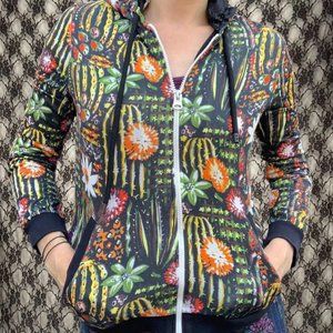 floral zip hoodie track jacket TRF zara sz small